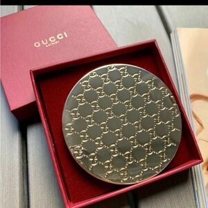 Gucci GG Engraved Compact Mirrow New In Box 100% Authentic